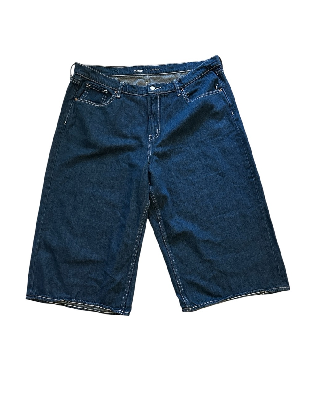 Old Navy Dark Wash Drapey Denim High-Rise Baggy Wide Leg Shorts
